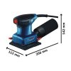 Bosch oscilirajuća brusilica PRO GSS 140 A s dimenzijama 258x112x142 mm i nastavkom za brušenje.