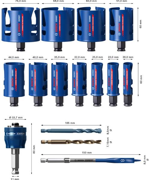 BOSCH 15-dijelni set Expert kruna sa adapterom Construction Material