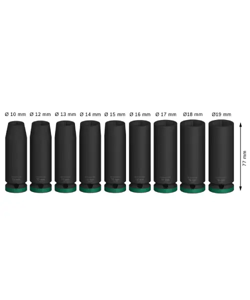 BOSCH 9-dijelni set dugih nasadnih ključeva 1/2″ 10-19