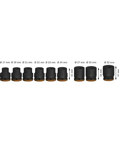 BOSCH 9-dijelni set nasadnih ključeva 3/4″ 17-32