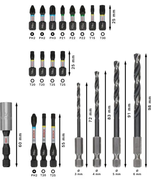 BOSCH PRO 20-dijelni set Impact bitova za metal