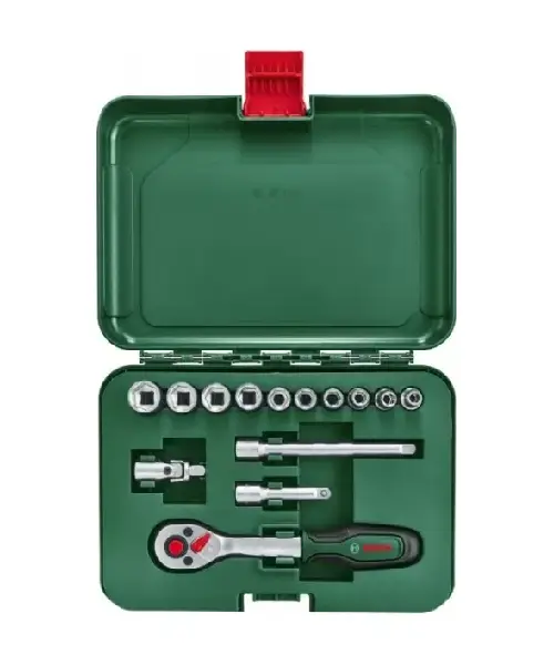 BOSCH 14-dijelni set nasadnih ključeva i pribora 1/4″ + kovčeg