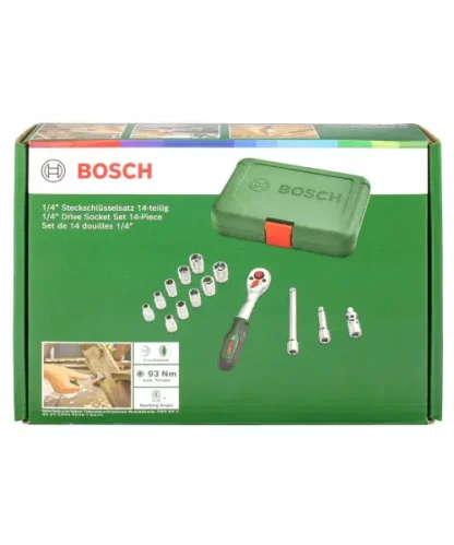 BOSCH 14-dijelni set nasadnih ključeva i pribora 1/4″ + kovčeg