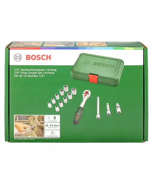 BOSCH 14-dijelni set nasadnih ključeva i pribora 1/4″ + kovčeg
