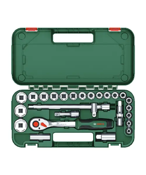 BOSCH 25-dijelni set nasadnih ključeva i pribora 1/2″ + kovčeg