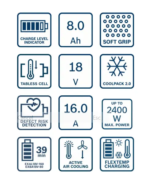 BOSCH aku set EXPERT 2xAku EXBA18V-80 + EXAL18V-160