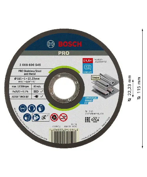 BOSCH PRO rezna ploča za Stainless Steel and Metal 115×1 mm