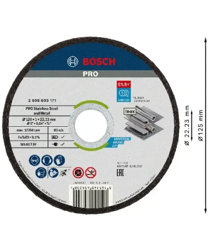 BOSCH PRO rezna ploča za Stainless Steel and Metal 125×1 mm