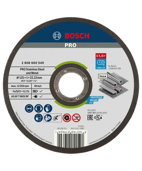 BOSCH PRO rezna ploča za Stainless Steel and Metal 125×1 mm BOSCH PRO rezna ploča za Stainless Steel and Metal 125×1 mm