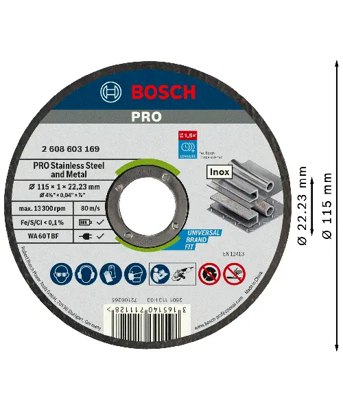BOSCH PRO rezna ploča za Stainless Steel and Metal Standard 115×1 mm