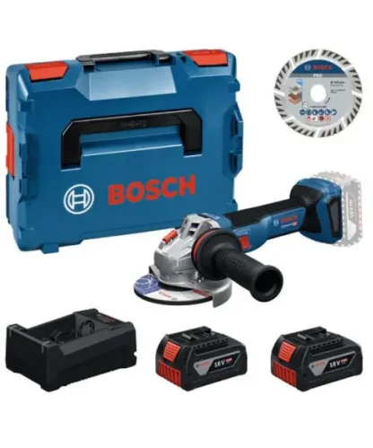 BOSCH aku kutna brusilica GWS 18V-11 S 125mm 2xAku 18V 5,0Ah + L-BOXX + dijamantna rezna ploča BOSCH aku kutna brusilica GWS 18V-11 S 125mm 2xAku 18V 5,0Ah + L-BOXX + dijamantna rezna ploča