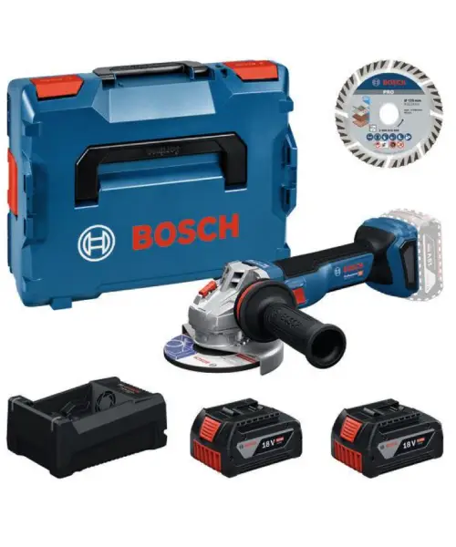 BOSCH aku kutna brusilica GWS 18V-11 S 125mm 2xAku 18V 5,0Ah + L-BOXX + dijamantna rezna ploča