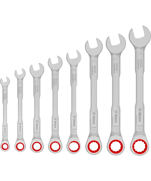 BOSCH set viljuškasto-okastih ključeva 8-19_8 s račnom u torbici