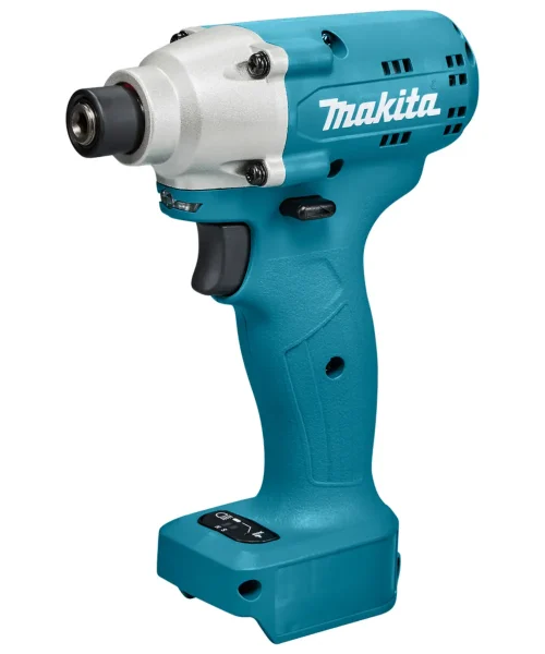 Makita TD112DMZ aku udarni odvijač prikazan s plastičnim kućištem i gumiranom ručkom.