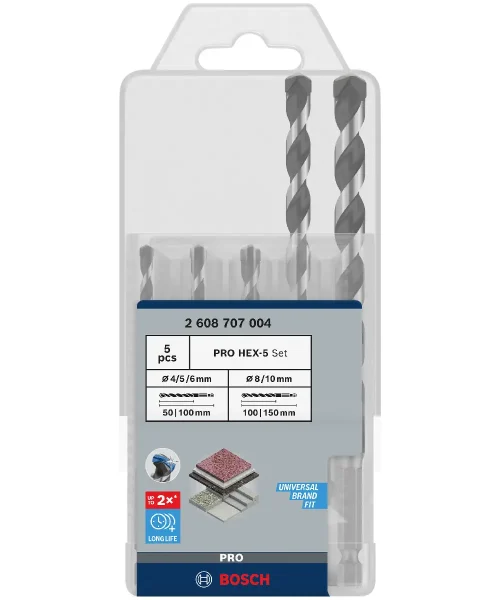 BOSCH 5-dijelni set svrdla za beton PRO HEX-5 4_5_6_8_10 mm (1)