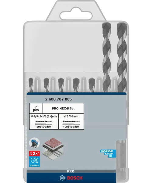 BOSCH 7-dijelni set svrdla za beton PRO HEX-5 4_5_6_8_10 mm (1)