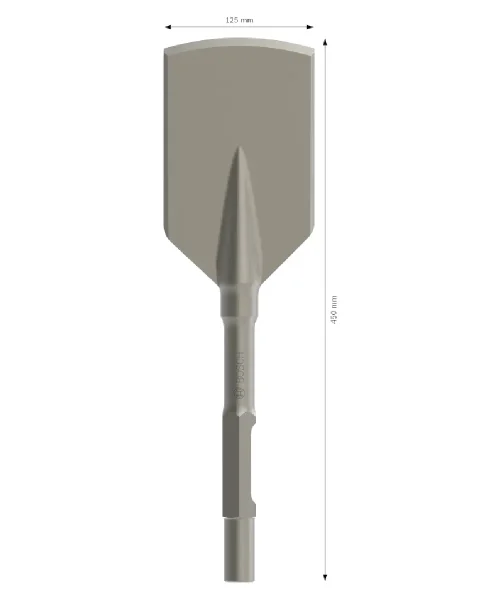 Asfaltno dlijeto BOSCH HEX 30, 125x450 mm, s oštrim vrhom za rad na asfaltu.