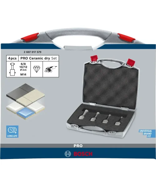 BOSCH PRO 4-dijelni set Ceramic dry dijamantne krune za keramiku 6–12 mm, M14