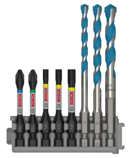 BOSCH PRO 8-dijelni set impact bitova i svrdala Pick & Click HEX-9 Multi Construction