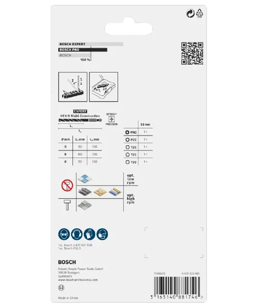 BOSCH PRO 8-dijelni set impact bitova i svrdala Pick & Click HEX-9 Multi Construction