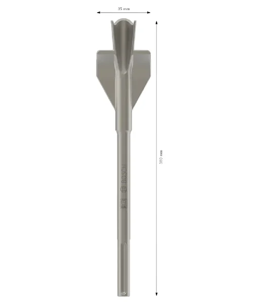 Bosch SDS-max dlijeto s krilcima za kanale, 35 x 380 mm, prikaz s dimenzijama.