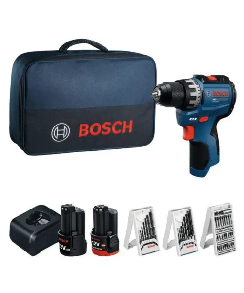 BOSCH aku bušilica-izvijač PRO GSR12V-31 1xAku 12V 2,0Ah + 1xAku 12V 3,0Ah + 39 dijelova pribora + torba