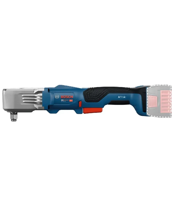 Bosch GRS18V-330 aku kutni udarni odvijač s plastičnim kućištem i crvenim gumbom.