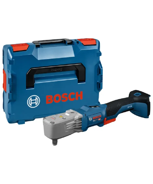 Bosch GRS18V-330 aku kutni udarni odvijač s plastičnim kućištem i torbom za pohranu.