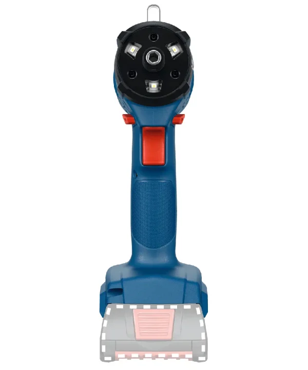 Bosch INDUSTRIAL ISR 18V-50E aku odvijač s crvenim okidačem i LED svjetlima na vrhu.