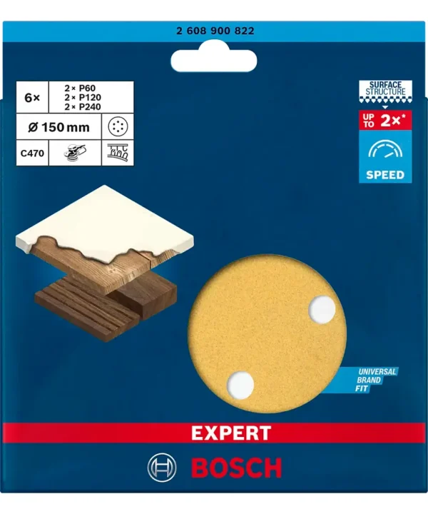 BOSCH 6-dijelni set brusnog papira sa 6 rupa za ekscentričnu brusilicu EXPERT C470 150 mm