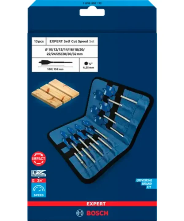 BOSCH EXPERT Self Cut Speed set plosnatih svrdla za drvo 13 kom.