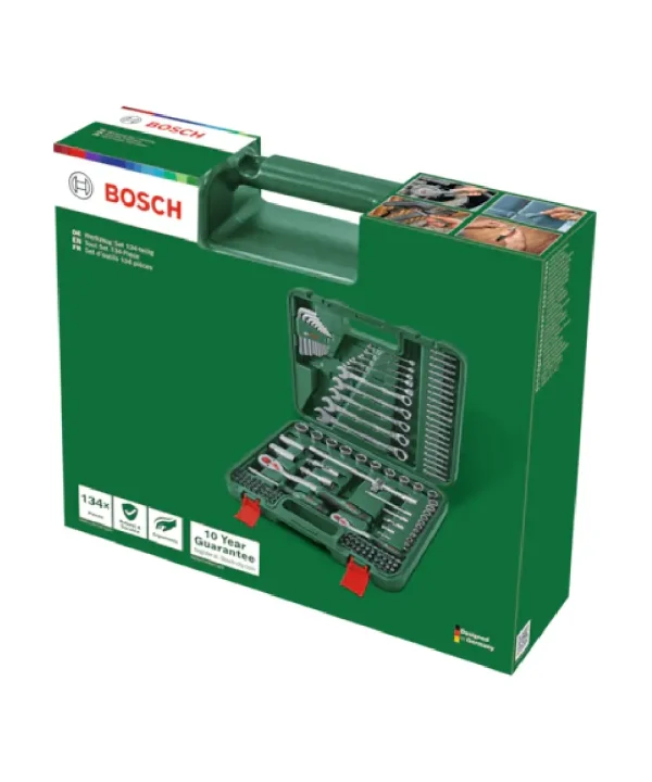 BOSCH 134-dijelni set nasadnih ključeva i bitova u kovčegu.