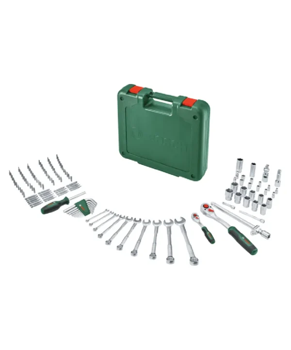 Bosch 134-dijelni set nasadnih ključeva, bitova i dodataka s kovčegom.