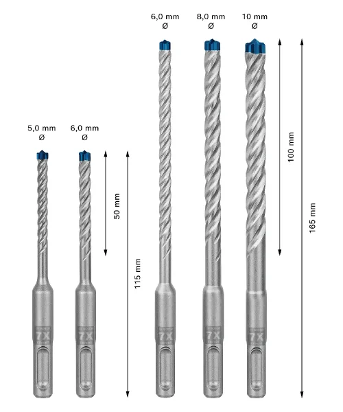 BOSCH 5-dijelni set EXPERT SDS-plus-7X svrdla za beton 5-10 mm