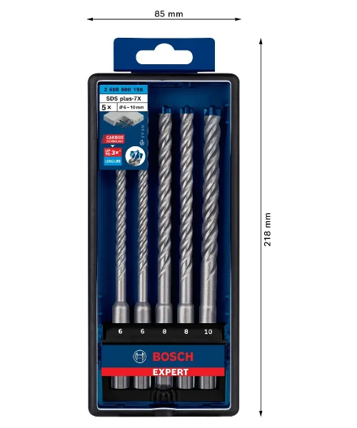 BOSCH 5-dijelni set EXPERT SDS-plus-7X svrdla za beton 6-10 mm