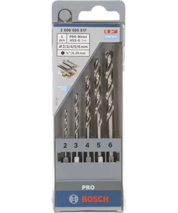 Bosch PRO Metal HSS-G svrdla za metal 2–6 mm set sa 1/4" prihvatom.