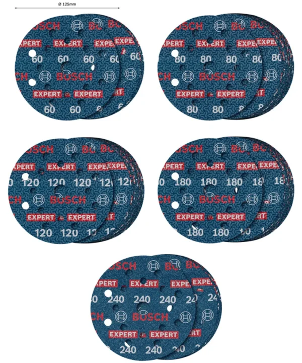 BOSCH 55-dijelni set brusnog papira na čičak EXPERT O780 125 mm