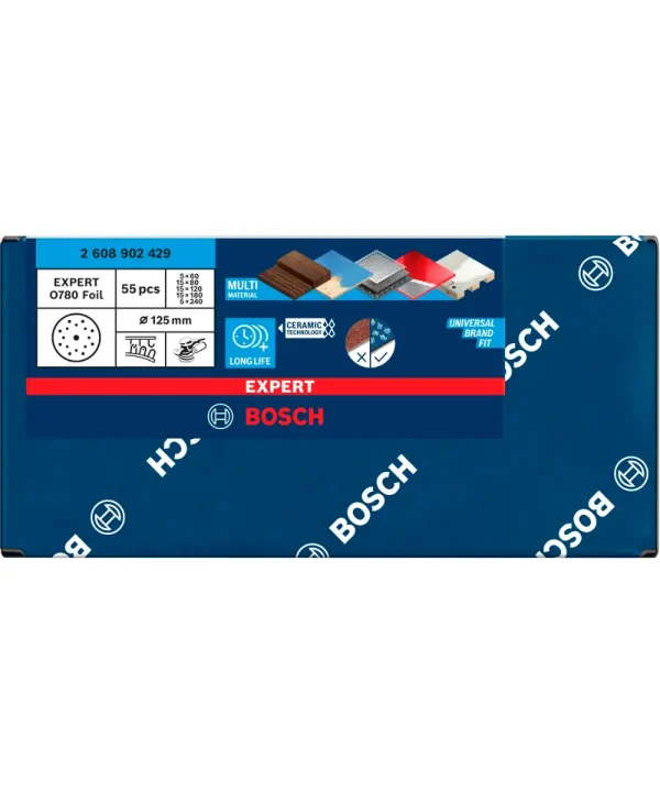 BOSCH 55-dijelni set brusnog papira na čičak EXPERT O780 125 mm