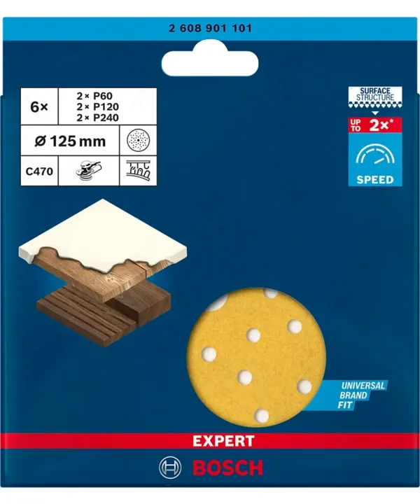 BOSCH 6-dijelni set brusnog papira s više rupa za ekscentričnu brusilicu EXPERT C470 125 mm