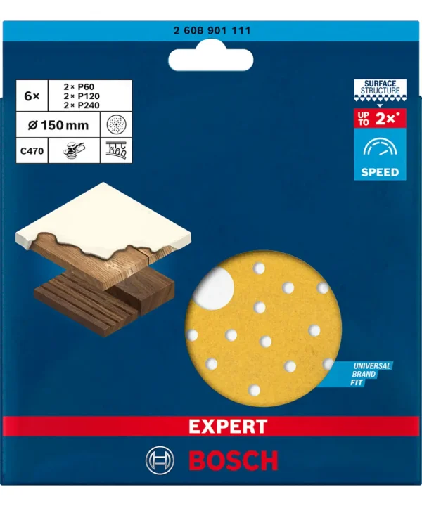 BOSCH 6-dijelni set brusnog papira s više rupa za ekscentričnu brusilicu EXPERT C470 150 mm