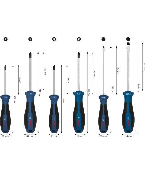 BOSCH 6-dijelni set odvijača PH, PZ i SL