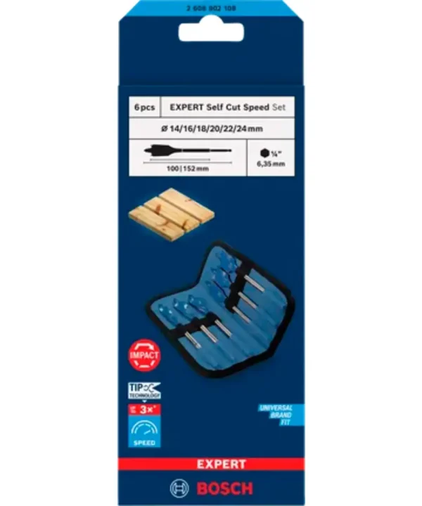 Bosch EXPERT Self Cut Speed set plosnatih svrdla za drvo 6 komada.