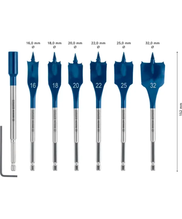 Set plosnatih svrdla EXPERT 7-dijelni s produžetkom Bosch.