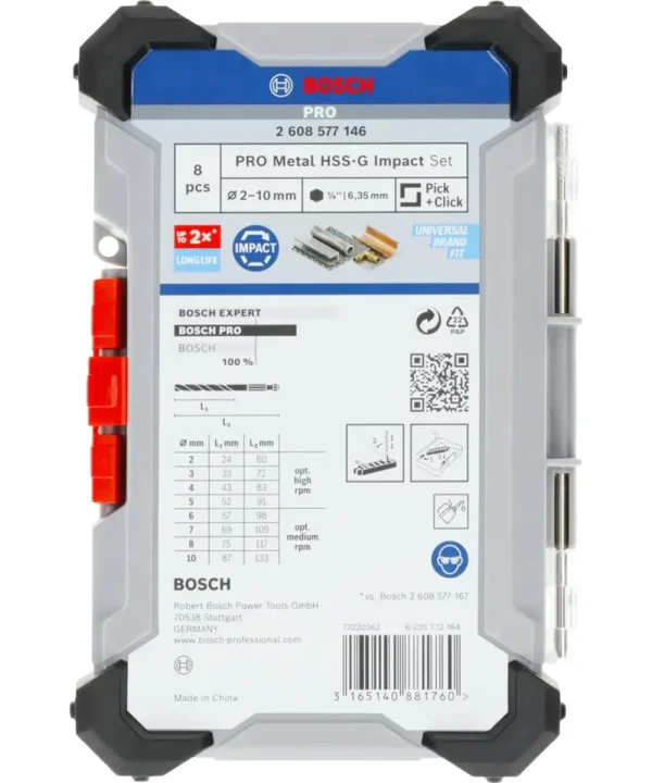 Bosch PRO Metal HSS-G set svrdla 2-10 mm u kutiji za metal.