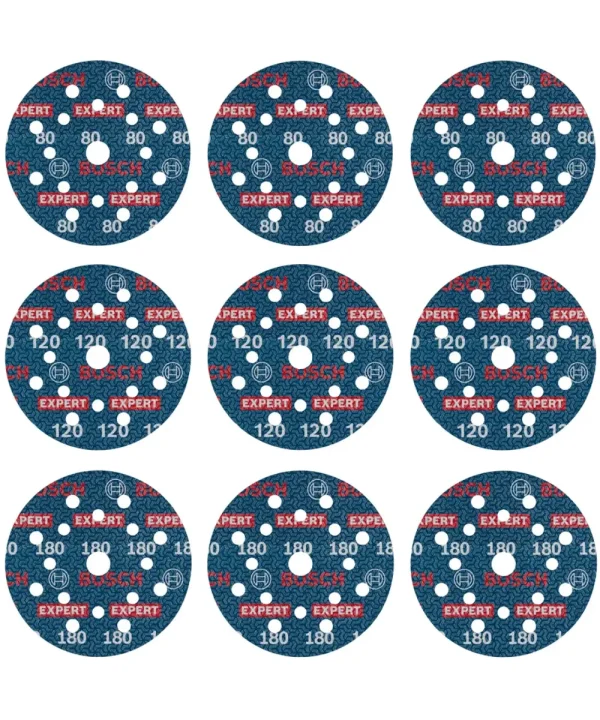 BOSCH 9-dijelni set brusnog papira na čičak EXPERT O780 125 mm