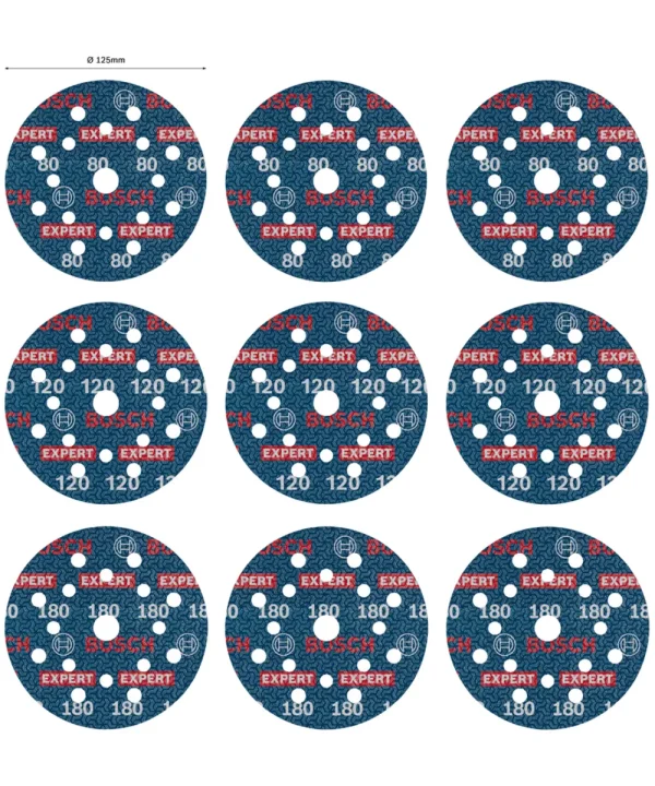 BOSCH 9-dijelni set brusnog papira na čičak EXPERT O780 125 mm