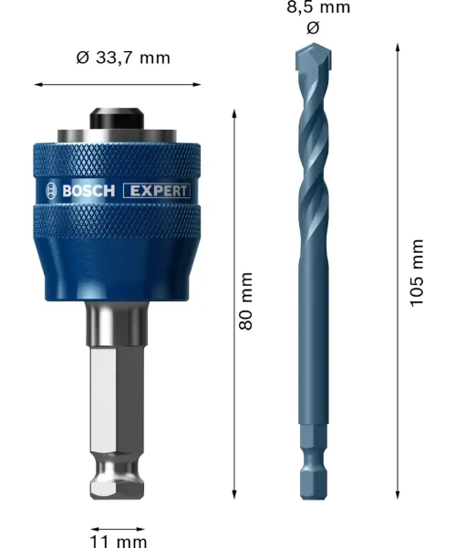 BOSCH EXPERT adapter za krune Power Change Plus s karbidnim svrdlom TCT 8,5 mm