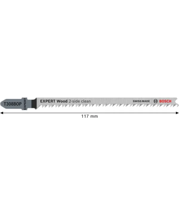 Bosch Expert Wood pila za drvo 117 mm, 2-slojne čistocačke zube, crno sivo.