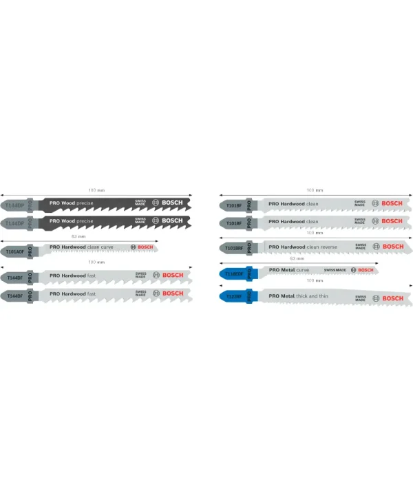 Bosch PRO set lista za ubodnu pilu za stolare, drvo i lim, 10 komada.