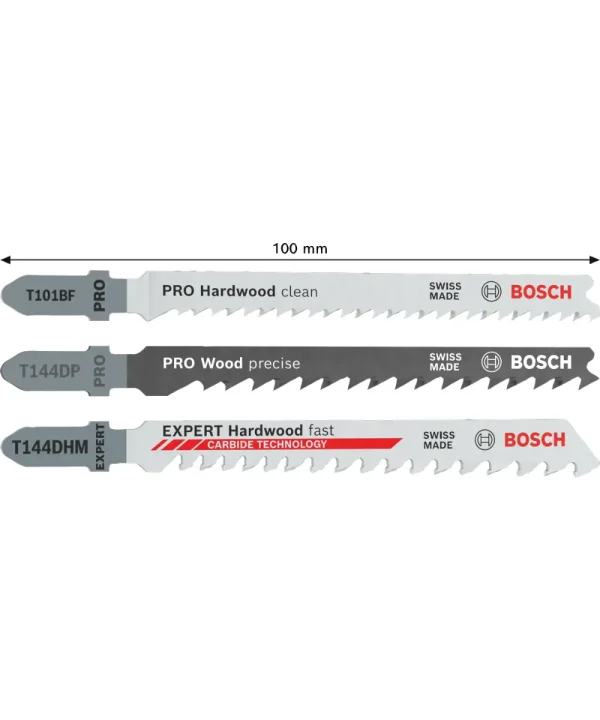 BOSCH PRO listovi za ubodnu pilu 100 mm za drvo, T101BF, T144DP, T144DHM.